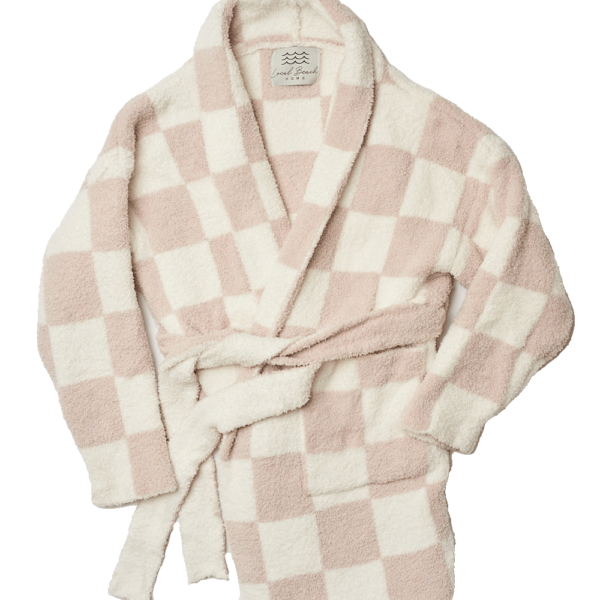 Checker Luxe Robe: Sand/Creme, One Size Fits Most