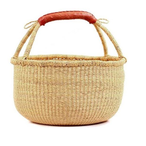 The African Home Goods - Large African Ghana Bolga Basket | Dye Free | 14"-16"