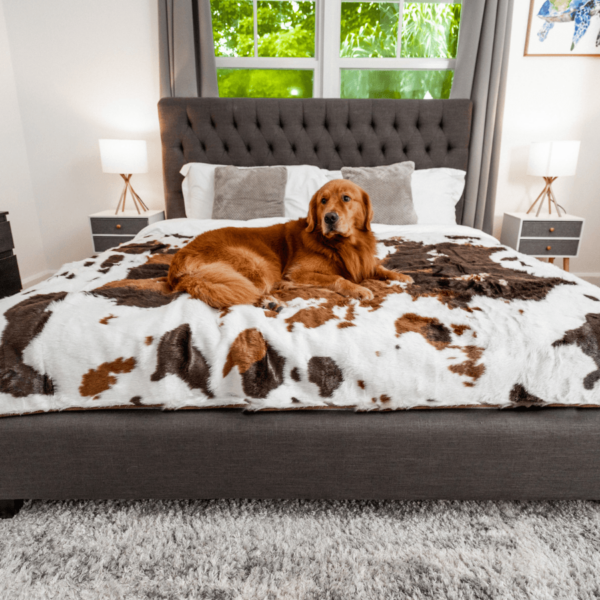 PupProtector™ Waterproof Throw Blanket - Brown Faux Cowhide: Large (80"L x 62"W)