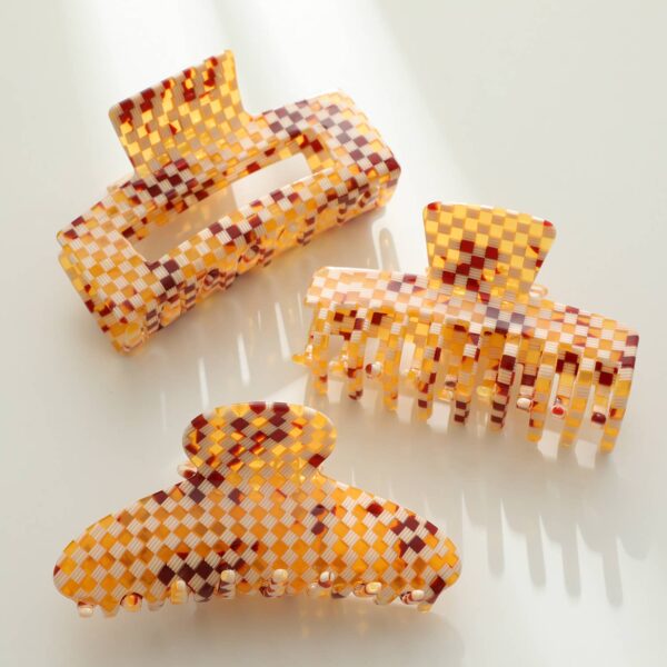 Adorro - Golden Checkerboard | Assorted Eco-Friendly Claw Clips