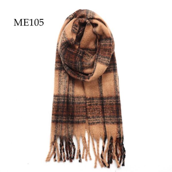 Adorro - Soft Chunky Oblong Multi Color Plaid Fleece Scarf