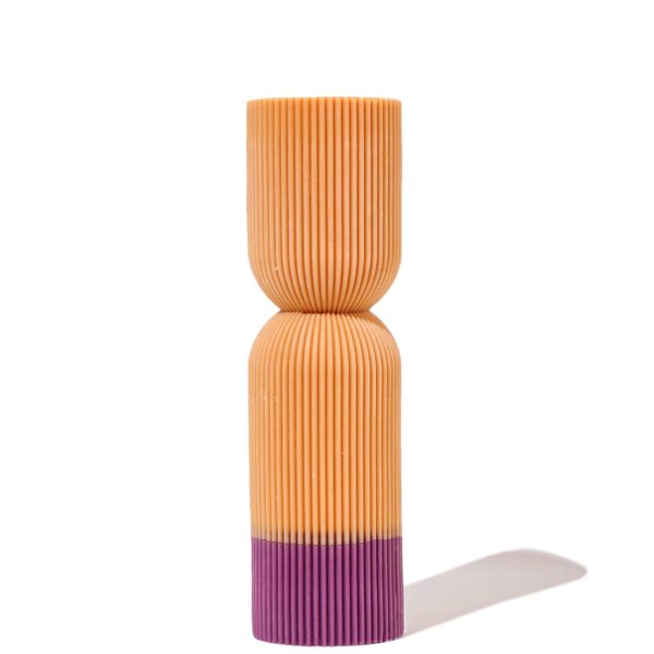 Ebb & Flow - Colour Block Pillar Candle - Yellow/ Plum