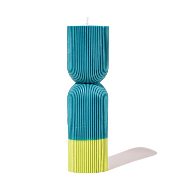 Ebb & Flow - Colour Block Pillar Candle - Jade Green/ Lime