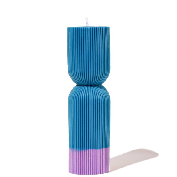 Ebb & Flow - Colour Block Pillar Candle - Storm Blue / Violet