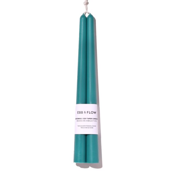 Ebb & Flow - Beeswax/Soy Blend Taper Candles - Jade Green