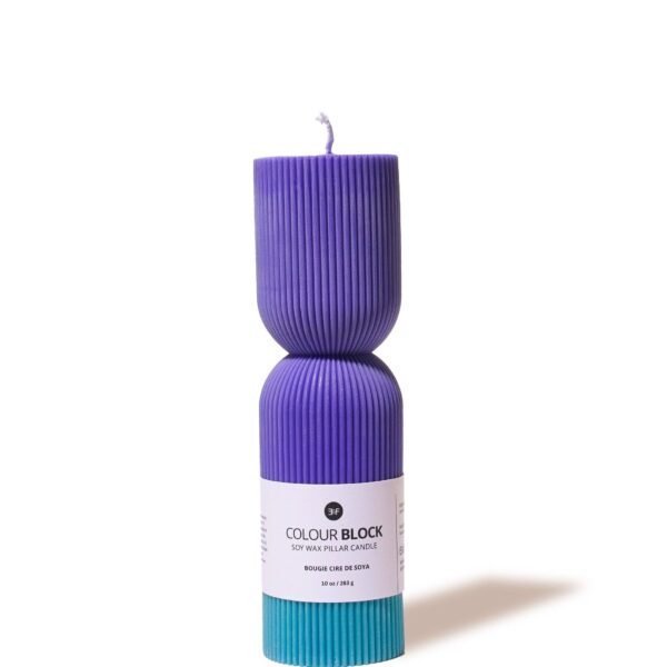 Ebb & Flow - Colour Block Pillar Candle - Royal Blue/ Sky