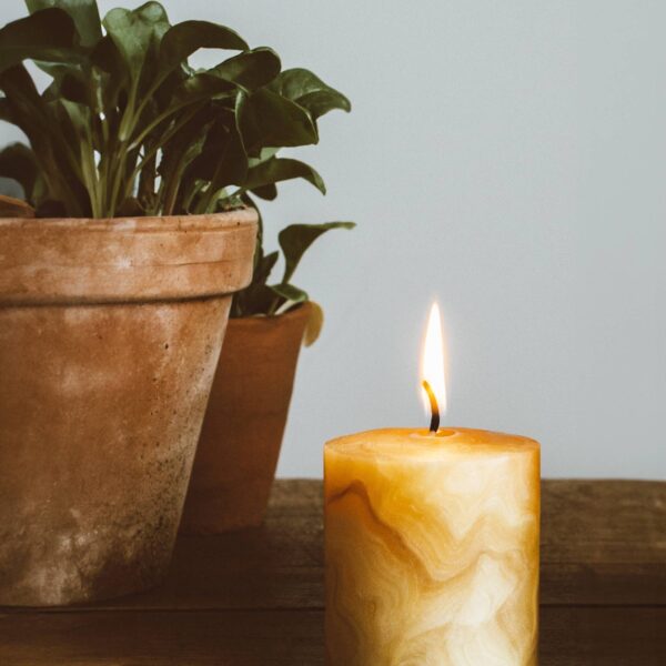 Goldrick Natural Living - Hand-Kneaded Marbled Beeswax Pillar Candle