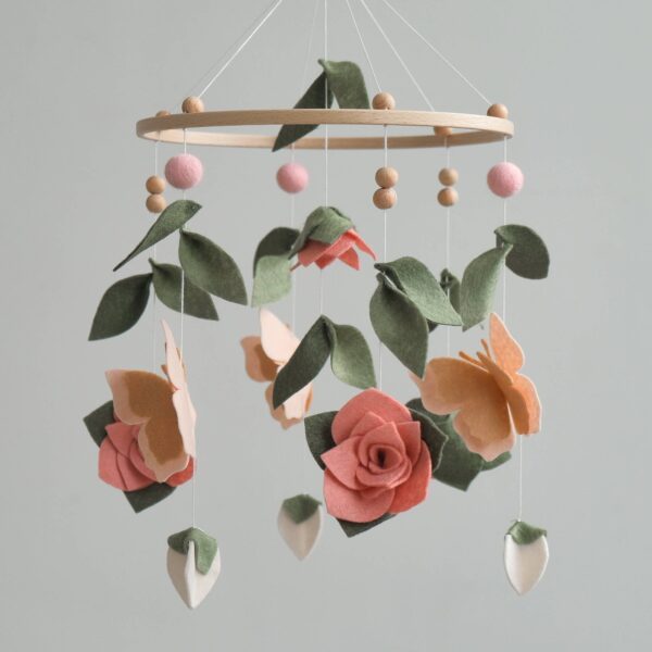 ChilDreams - Flower Baby Mobile - Butterfly Crib Mobile - Floral Nursery