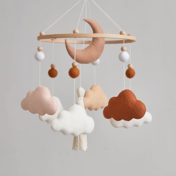 ChilDreams - Terracotta Baby Crib Mobile, Cloud Mobile, Nursery Mobile