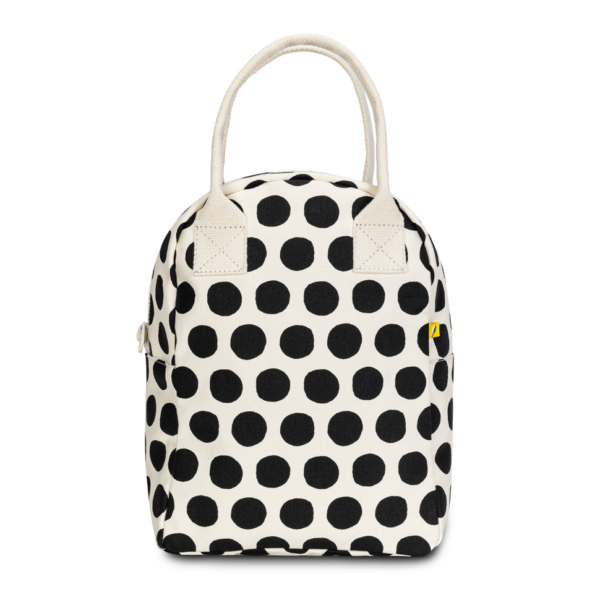 Fluf - Zipper Lunch Bag - Dot Black + White