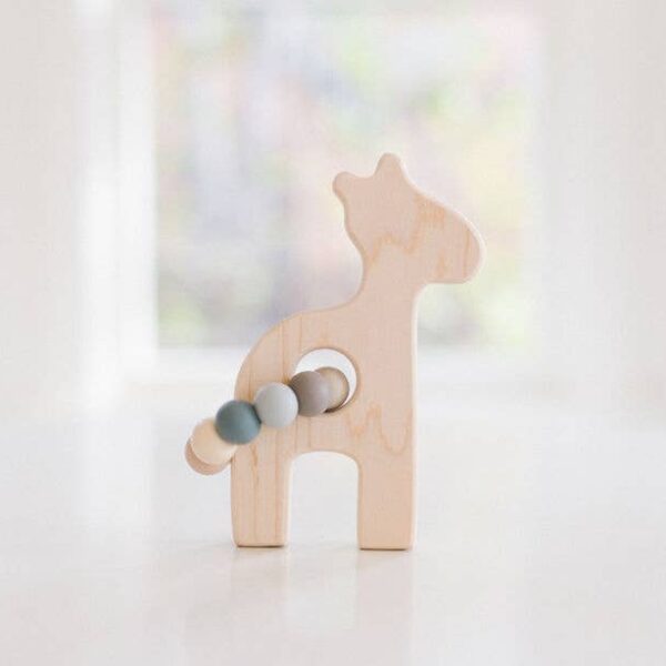 Bannor Toys - Giraffe Grasping Wooden Baby Toy with Teething Beads