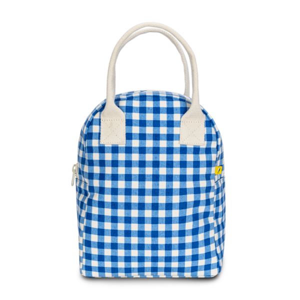 Fluf - Zipper Lunch Bag - Gingham Blue