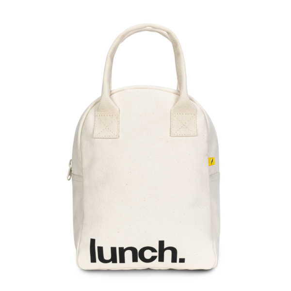 Fluf - Zipper Lunch Bag - 'Lunch' Natural