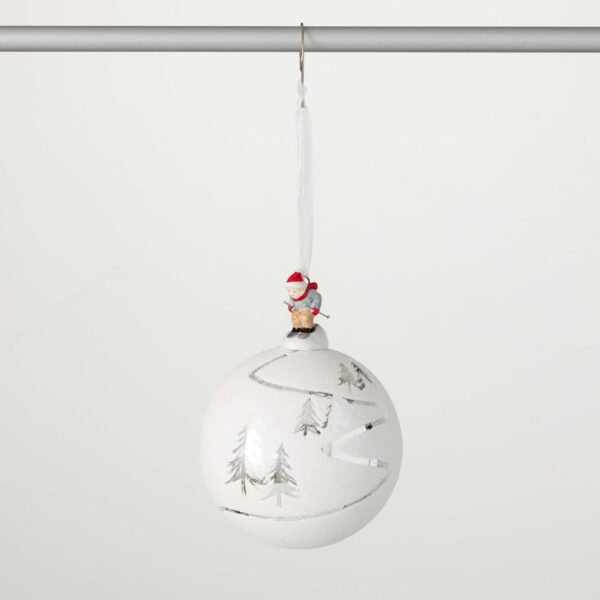 Sullivans Home Decor - Silver White Ski Ornament