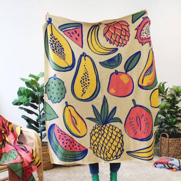 Calhoun & Co. - TROPICAL FRUIT SALAD KNIT BLANKET