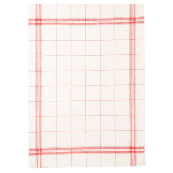 The French Farm - Coucke Red Checker Tea Towel (95% linen and 5% cotton)