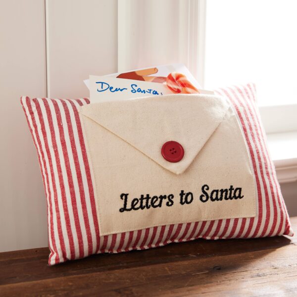 Peking Handicraft - Letter To Santa Embroidered Words W/Button Encloser Pillow