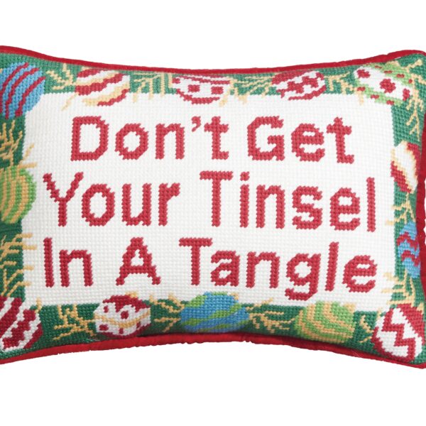 Peking Handicraft - Tinsel Tangle Embroidered Needlepoint Pillow