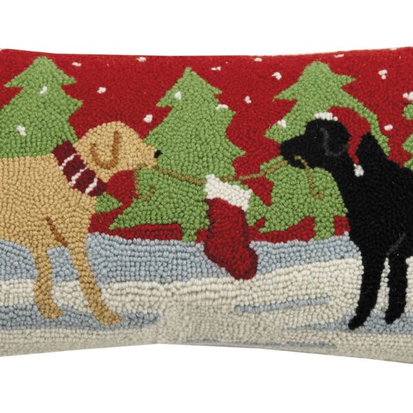 Peking Handicraft - Playful Christmas Dogs Hook Pillow