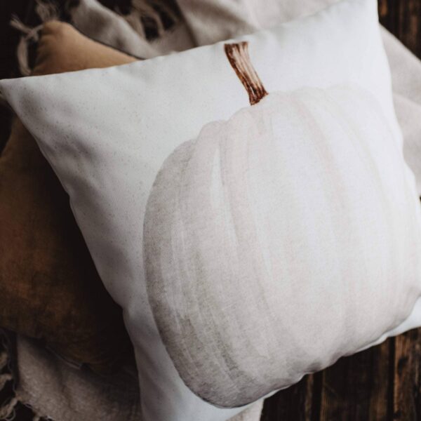 UniikPillows - White Straight Stem Pumpkin Pillow Cover | Primitive Farmhouse Decor | Farmhouse Pillows | Country Decor | Fall Throw Pillows | Gift