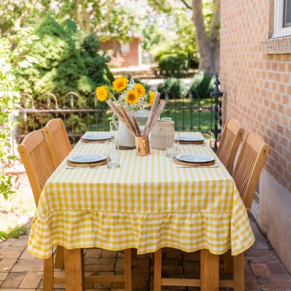 Galley and Fen - Yellow Ruffled Gingham Tablecloth