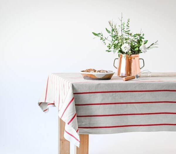 Galley and Fen - Red Striped Tablecloth