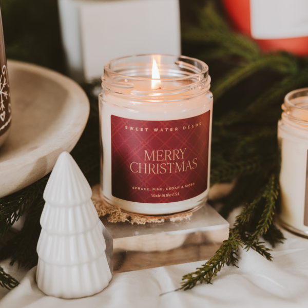 Sweet Water Decor - *NEW* Merry Christmas 9 oz Soy Candle - Christmas Decor