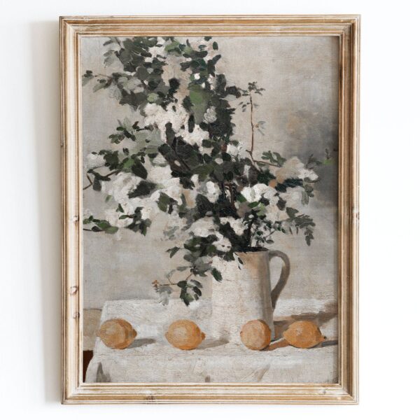Sugar & Canvas - European Vintage Flowers Vase Lemons Art Print VP28