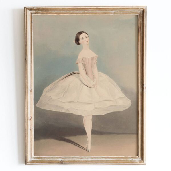 Sugar & Canvas - European Vintage Ballerina Girl Pastel Art Print VP32