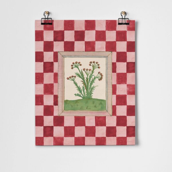 Roomytown Inc - Book of Herbs Pink Check Fine Art Print