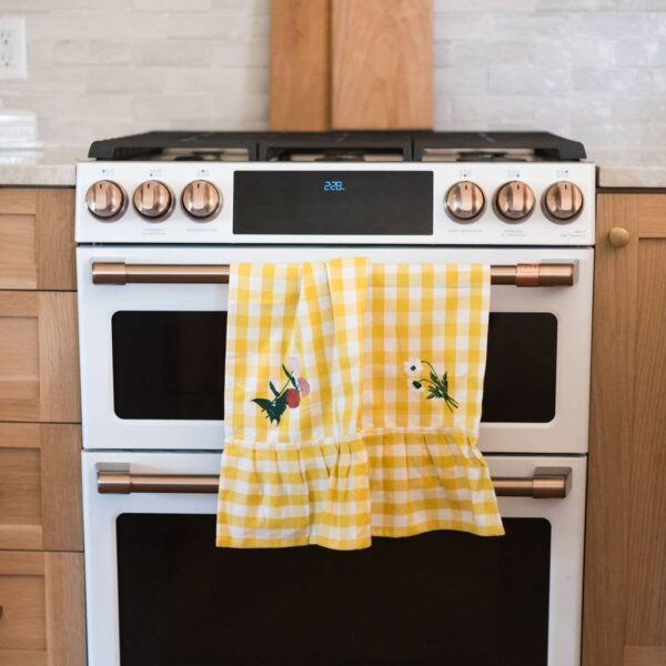 Yellow Ruffled Gingham Dish Towel
