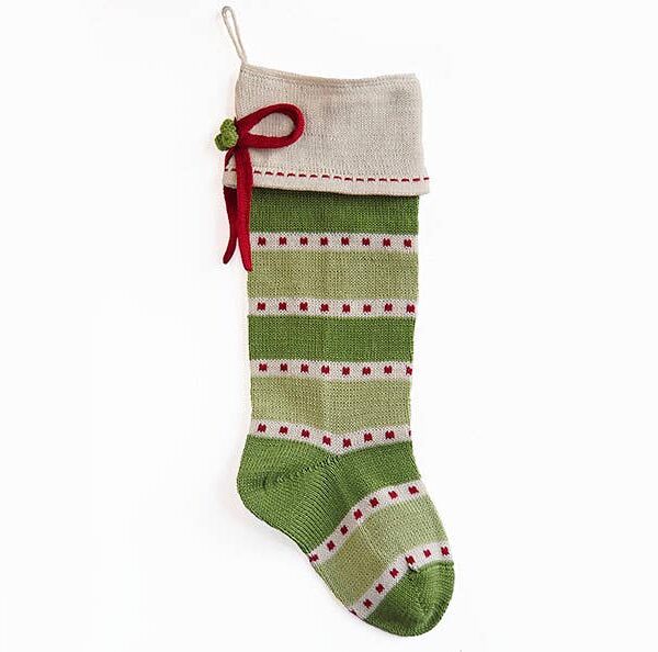 Melange Collection - Green Stripe Stocking With Bow