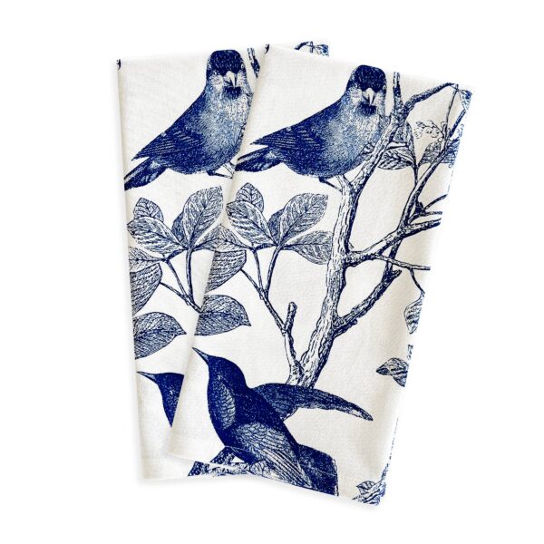 Caskata - Arbor Birds Kitchen Towels, Set of 2 - Blue