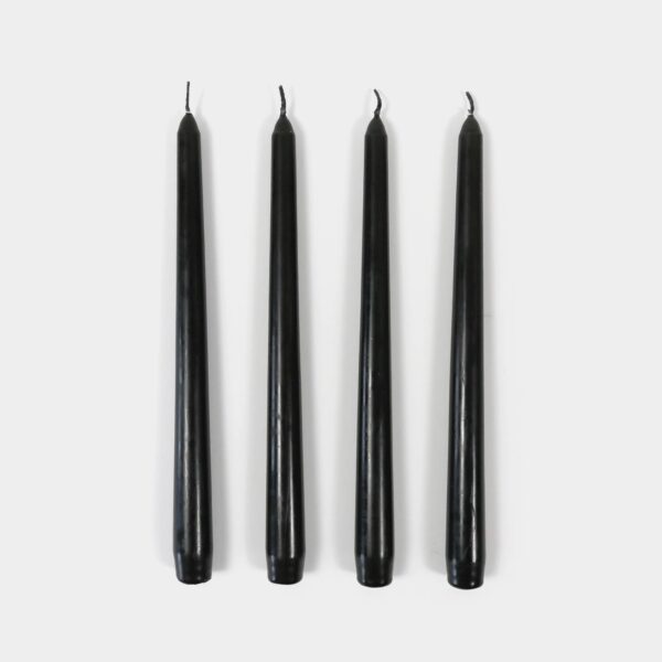 54 Celsius - Taper Candles (4 Pack) - 10" Tall, 8 Hr Burn, Black