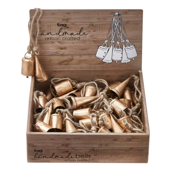 Mini Hanging Bells Assortment of 48 CDU - Antique Gold