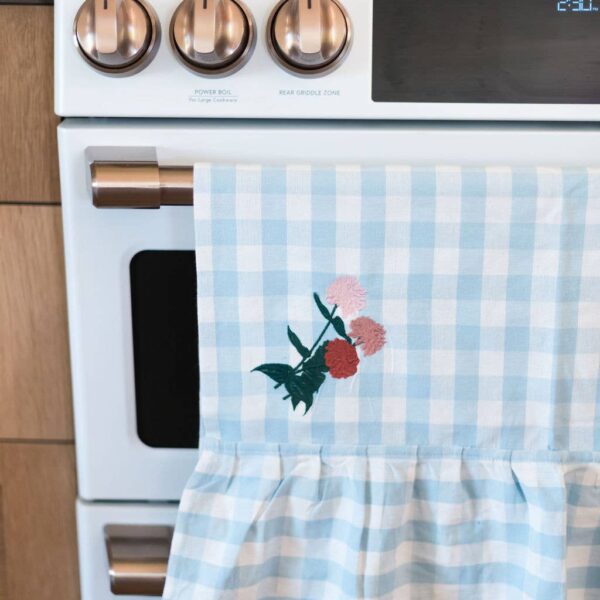 Blue Ruffled Gingham Dish Towel