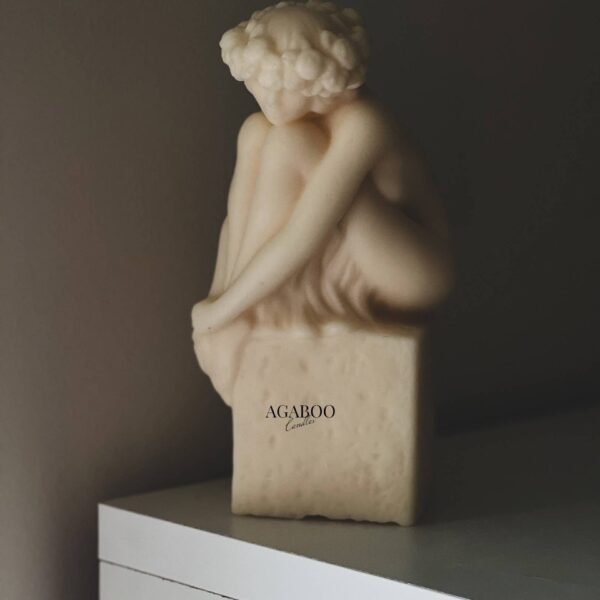 Large Sitting Lady Statue Candle 7.5x4in - Sculptural: Peach, Magnolia and Peony