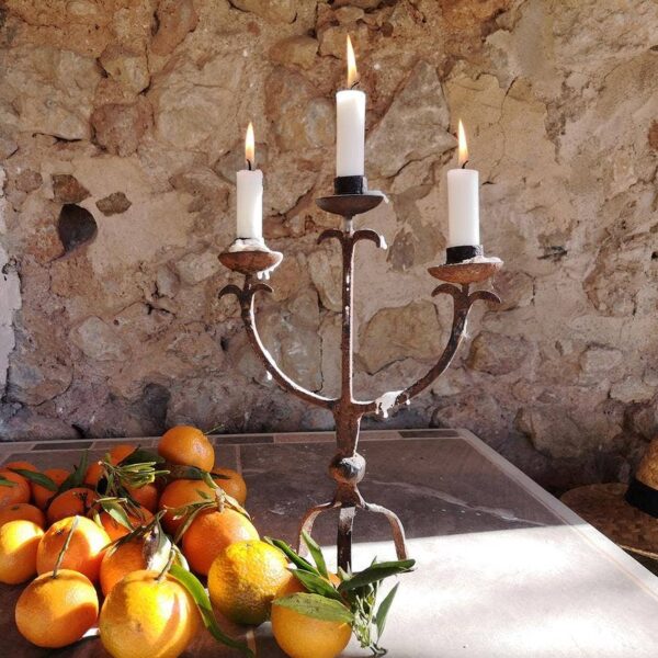 Iron Metal Rusted Candelabra