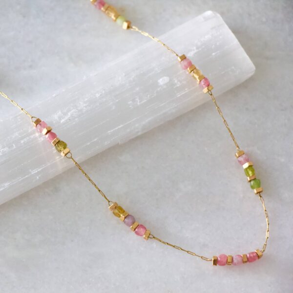 Square Stone Beaded Chain - Apatite, Amazonite, Labradorite,: TOURMALINE