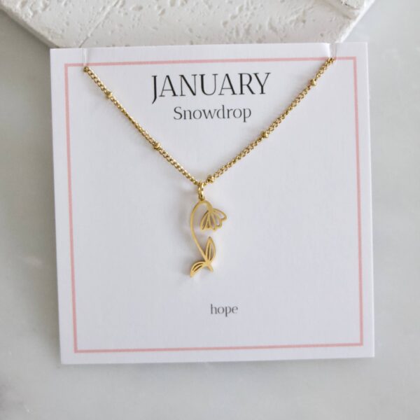 Birth Flower Necklaces - Waterproof: January - Snowdrop