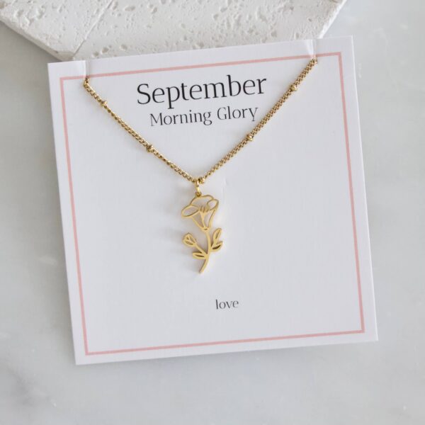 Birth Flower Necklaces - Waterproof: September - Morning Glory