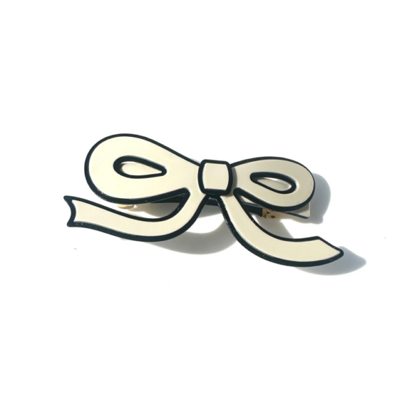 Handmade Acetate Bow French Barrette Clip: White