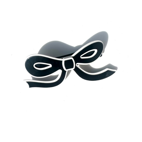 Handmade Acetate Bow French Barrette Clip: Black