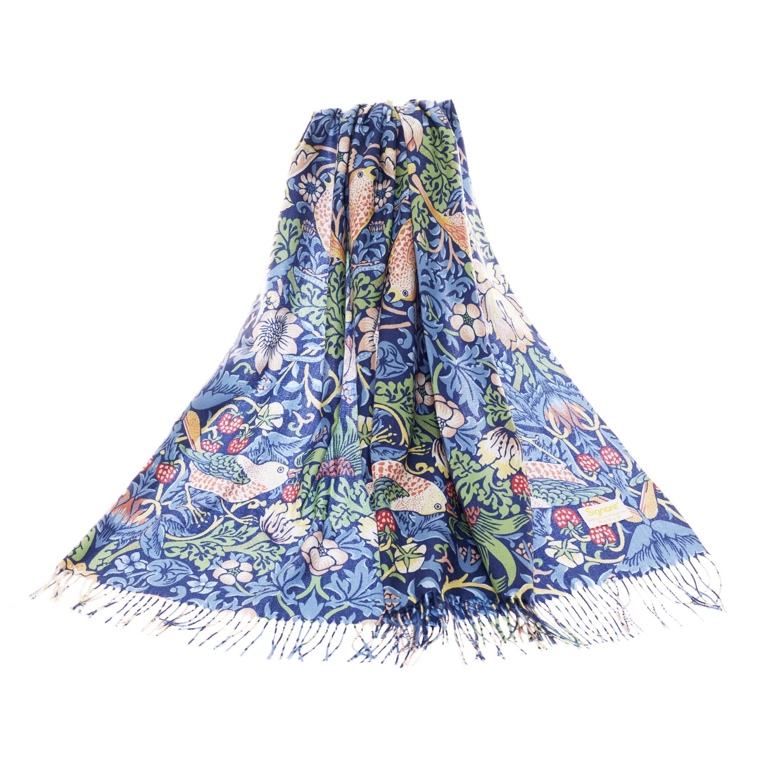 William Morris Strawberry Thief Blue - Art Pashmina