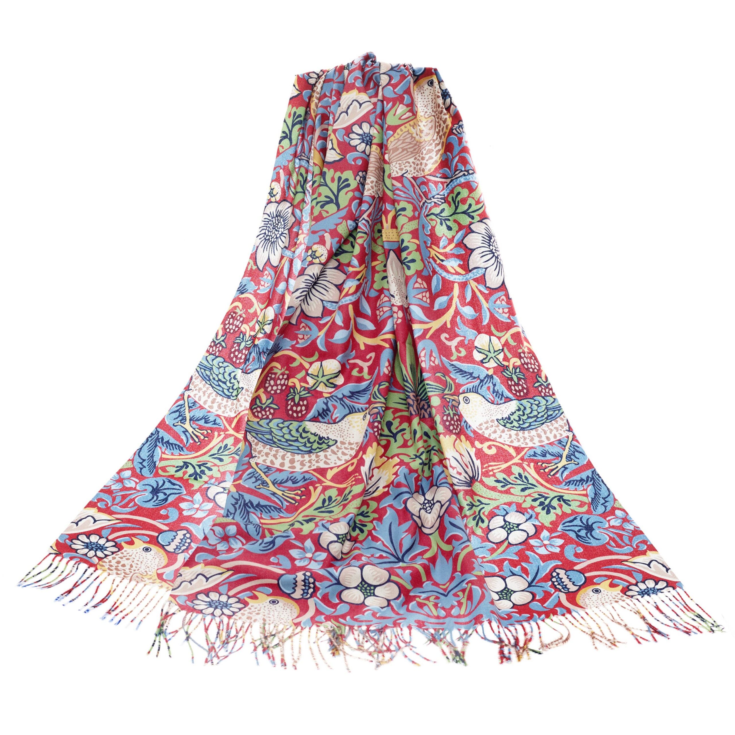 William Morris Strawberry Thief Red - Art Pashmina
