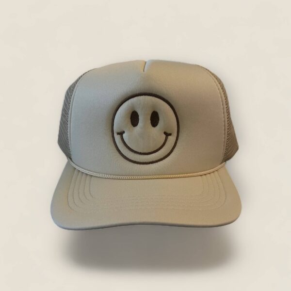 Happy Face Trucker Hat | Khaki/Brown