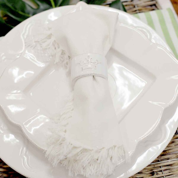 Fringe Napkin Soft White 18x18