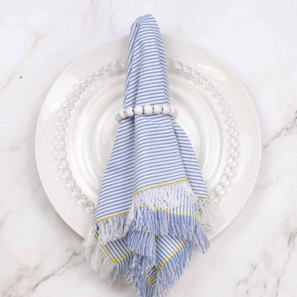 Seersucker Fringe Napkin Blue/White 18x18
