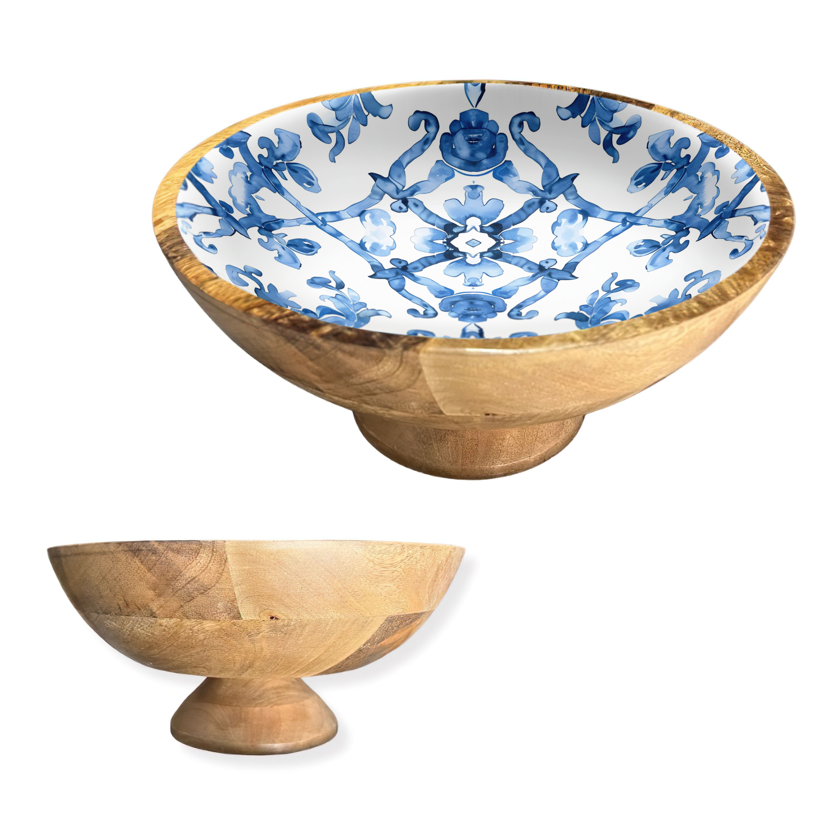 Blue Watercolor 12" Decorative Pedestal Bowl Item 2-11
