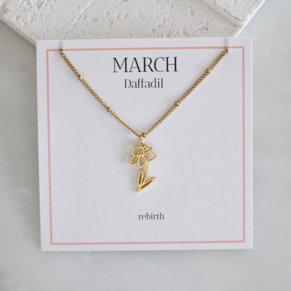 Birth Flower Necklaces - Waterproof: March - Daffodil